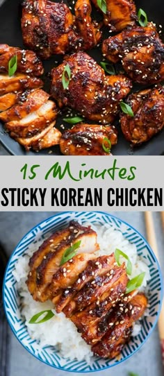 some chicken wings and rice in a bowl with chopsticks