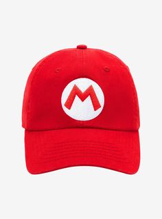 Channel your inner-Mario and head to your next video game adventure with this matching Nintendo cap! Inspired by Mario's signature look from Super Mario Bros.   this cap features an embroidered "M" logo on the front and a strap back closure on the back for an adjustable fit. Super Mario Bros Inspired Outfits, Mario Costume Women, Mario Clothes, Mario Items, Mario Merch, Mario Cap, Mario Backpack, Luigi Hat, Paw Patrol Room