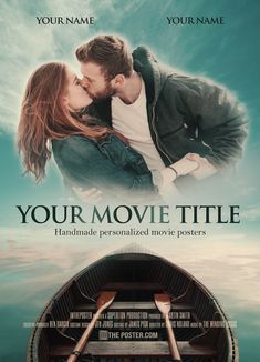 Romantic movie poster with a couple embracing in the clouds within a green sky, above a rowing boat on the water Design Movie Poster, Romance Film, Photo And Text, Movie Posters Design, Film Poster, Movie Titles, Romantic Movies, Movie Lover, Event Poster