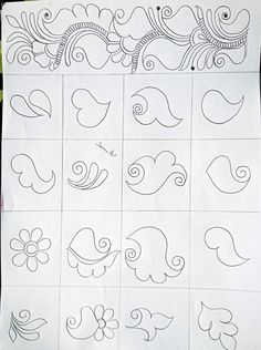 a sheet of paper with different designs on it