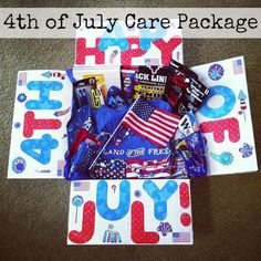 the fourth of july care package is packed with candy and candies to give as gifts