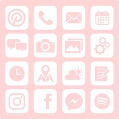 the icons are all white on a pink background