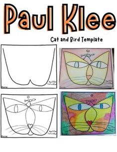 the cover of paul kleen's book, cat and bird templates with pictures of cats