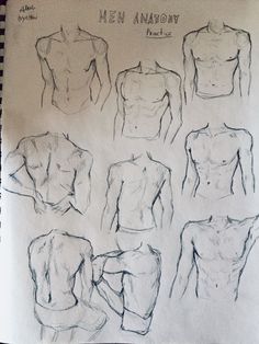 a drawing of men's torsos in different positions