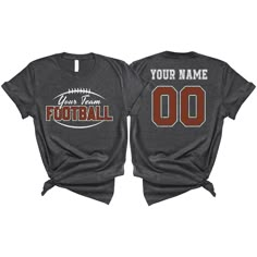 PRICES MAY VARY. PERSONALIZED T-SHIRT: A personalized Football T-shirt with name and shirt number will be the perfect gift for football lovers, mom, daughter, sister, niece, Wife, girlfriend,... Click on "Customize Now" and and start designing your unique shirt. MATERIAL: Solid colors are 100% cotton ( Black, White, Navy , Forest Green). Dark Heather colors are 50% cotton, 50% polyester. Sport Grey and Athletic Heather 90% cotton, 10% polyester. Color Dark Gray Heather and Heather Mauve 52% cotton, 48% polyester. Fiber content may vary for different colors. PERFECT GIFT IDEA: Personalized Football T-shirt will be a great gift for love sports especially football. Amazing present for football coaches, football gils, football players, football fans, school team, mommy, auntie, girlfriend, mom Saints Football Shirts, Sports Mom Fashion, Flag Football Shirts Design, Football Fan Shirts High School, Cute Football Shirts Ideas, Football Mom Shirts Ideas Design, Football Spirit Wear, Football Tshirts Designs, Football Mom Shirts Ideas Sons