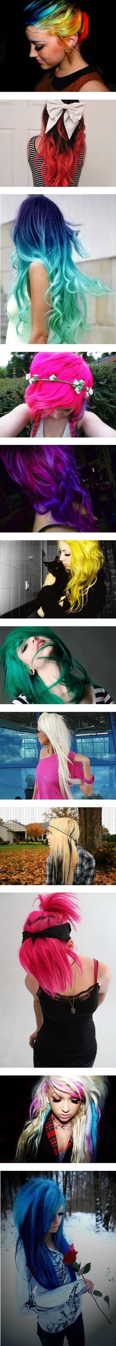 "♥ Dyed Hairstyles ♥" by xotaniaxo ❤ liked on Polyvore. @Vanya Sunanto Aristata we will eventually do something like this lol Different Colored Hair, Dyed Hairstyles, Fringe Hair, Hair Dyed, Hair Color Crazy, Awesome Hair, Alternative Hair, Colorful Hair