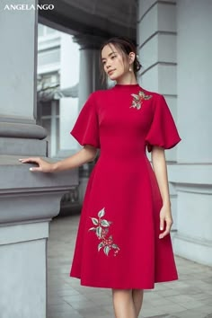 Chinese Inspired Dress, Dresses For Ladies, Stand Neck, Elegant Dresses Classy, Fashion Design Clothes, Dress Elegant, Classy Dress, Modest Dresses, Modest Outfits