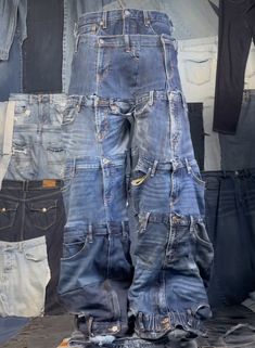 Denim Jeans Diy, Deconstructed Denim, Alt Clothes, Blue Jean Outfits, Jeans Street Style, Dress Design Patterns, Mens Fashion Jeans