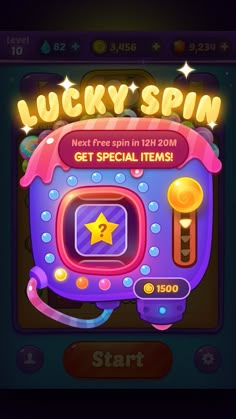 the lucky spin slot machine is shown in this screenshot from the game, which has been