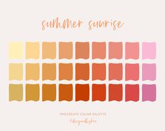 an orange, pink and yellow palette with the words summer sunrise written in bold font