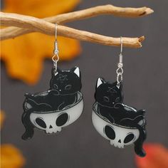 Cute Dark Style Skull Cat Earrings Material : Acrylic / Pmma Last Photo Shows A Different Variation That Is Available Separately In My Closet Ships In 6-10 Days Related Tags: Vintage Baddie Aesthetic Color-Block Grunge Goth Preppy Tiktok Business Casual Contemporary Minimalist - Business Professional Workplace Wear Fall Winter Spring Summer 90s Dress Pants Blazer Blouse Holiday Christmas Dress Wedding Guest Boho Prom Classy Work Office Business Casual Contemporary Diamond Professional Harry Wins Tiktok Business, Goth Preppy, Boho Prom, Winter Blazer, Blazer Blouse, Summer 90s, Made By Mary, Aesthetic Color, Baddie Aesthetic