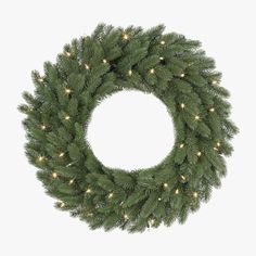 a christmas wreath with lights on it