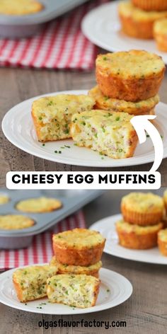 two pictures showing different types of muffins on plates