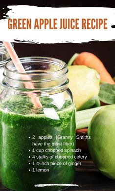 green apple juice recipe in a mason jar