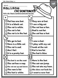 the roll and read sentence worksheet is shown in black and white with an image of