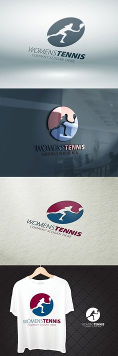 the logo for women's tennis team is shown in three different colors and sizes