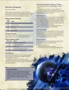 a blue and white flyer with an image of a planet in the middle of it