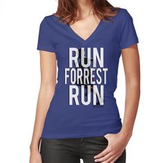 Flattering slim fit soft jersey t-shirt with v-neck. Solid colors are 100% cotton, heather colors are cotton blend. Range of colors available, with the option to print on front or back. Size range S-2XL. Run, Forrest, Run to get your officially licensed Forrest Gump graphic t-shirts, hoodies, sweatshirts, and more! Forrest Gump Running Shirt, Run Forrest Run, Forrest Gump, Woman Silhouette, Jersey T Shirt, Solid Colors, V Neck T Shirt, Cotton Blend, Slim Fit