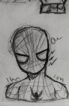 a drawing of a spider man with his eyes closed