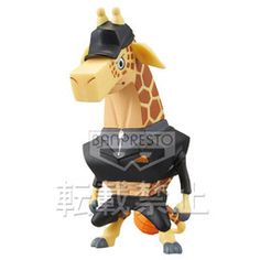 a giraffe figurine with a hat on it's head