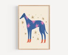 a blue dog with stars on it's back