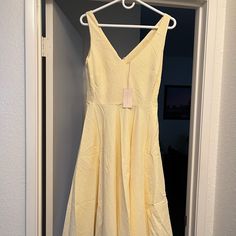 Hutch Brand A Line Dress. Yellow With White Trim. The Bottom Is Lined. Dress Yellow, Line Dress, White Trim, Hutch, White Design, Yellow Dress, A Line Dress, A Line, Size Medium