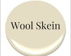 the word wool skein is in black on a white button that says,'wool skein '