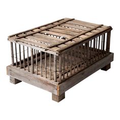 a wooden crate sitting on top of a white background