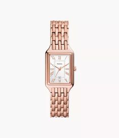 Rose Gold Watch With Rectangular Metal Dial, Rose Gold Rectangular Dial Watch, Rose Gold Watches With Rectangular Metal Dial, Rose Gold Watches With Metal Rectangular Dial, Smart Watches Men, Rose Gold Case, Three Hands, Stainless Steel Mesh, Rose Gold Watch