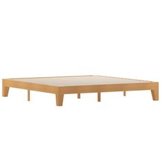 a bed frame with no sheets on it