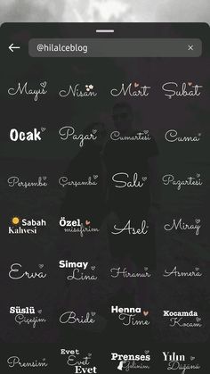 an iphone screen showing the different font styles