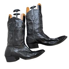 Rare Cuadra Western Boots Black Leather Snake Skin Boots Sz 10.5 Men's Mexico Snake Skin Boots, Black Leather Boots, Boots Black, Western Boots, Snake Skin, Men's Shoes, Shoe Boots, Black Leather, Size 10