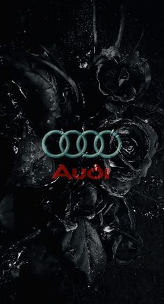 the audi logo is shown in black and red