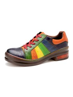 Add a sweet finish to your ensembles by slipping into these vintage-inspired multi color straps sneaker crafted with eye-catching embossing and an abstract rainbow color-print. 0.98" heel Lace-up Genuine leather upper Leather footbed Leather lining Leather midsole Rubber sole Library Outfits, Preppy Maximalist, Kidcore Clothes, Diy Boots, Pastel Preppy, Shoe References, Dream Shoe Closet, Fashion Island, Buy Womens Boots