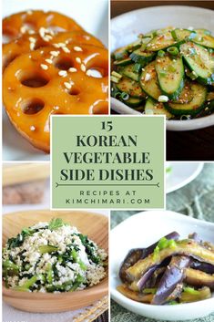 korean vegetable side dishes with text overlay