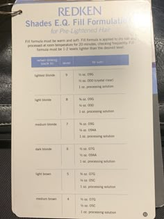 Filling Hair With Shades Eq, Behind The Chair Formulas, Redken Blue Black Formula, Redken Shades Eq Fill Formulas, Redken Filler Color Chart, Redken Filler Formula, Hair Education Tips