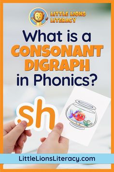 a child's hand holding an orange and white sign that says, what is a consonant diagram in phonics?