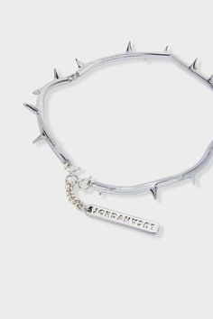 Jordanluca - spike choker - silver    - sla resin choker with silver plating  - chain clasp  - adjustable sizing  - logo plate Resin Choker, Spike Choker, Choker Silver, Men Necklace, Choker, Plating, Chain, Silver