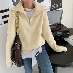 Brand Name: HziriPPattern Type: SolidClothing Length: RegularMaterial: PolyesterMaterial: AcrylicCollar: TurtleneckOrigin: CN(Origin)Season: WinterSleeve Length(cm): FullSleeve Style: RegularThickness: Thick （Winter)Closure Type: zipperStyle: Office LadyAge: Ages 18-35 Years OldGender: WOMENModel Number: T223B-6088[F2]Material Composition: Acrylic,Polyester Lazy Sweater, Apricot Sweater, Outwear Women, Fitted Turtleneck, Ladies Turtleneck Sweaters, Zippered Sweater, Knitted Tops, Sweater Women, Knit Fashion