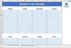 the weekly to do checklist in excel