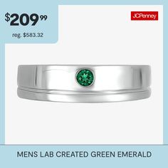 Ring Style: Mens Fashion RingsSetting: ProngStone Cut: RoundStone Millimeter Measurement: 3 Mm Length, 3 Mm WidthMetal Color: WhiteMetal: Sterling SilverBand Width: 7mmCare: Wipe CleanStone Type: 1 Lab Created EmeraldAuthenticity: Lab Created StoneBirthstone: May BirthstoneCountry of Origin: Imported Fashion Rings Silver, Emerald Green, Fashion Rings, Emerald, Sterling Silver, Green, Silver, Color