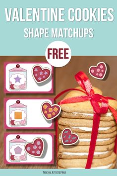 valentine cookies shape match up with free printables