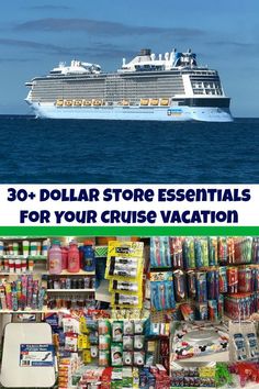 an advertisement for a cruise ship with the words 30 dollar store essentials for your cruise vacation