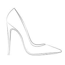 a drawing of a high heeled shoe on a white background with the bottom part drawn out