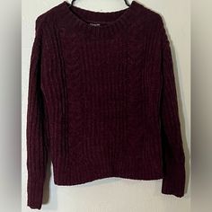 Nwt Express Burgundy Sweater Size Xs New With Tags, Excellent Condition- Super Soft And Comfy Fabric Please Leave A Comment If You Have Any Questions Burgundy Crew Neck Sweater, Red Satin Top, Lace Halter Top, Black Short Sleeve Shirt, Black Sleeveless Top, Yellow Top, Burgundy Sweater, Comfy Tops, Tunic Shirt