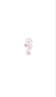 a red line drawing of a sea horse