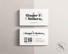 two business cards with the words ginger and modern on them