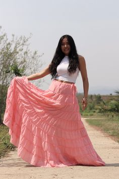 All items are shipped to Thailand Post . Free upgrade to D.H.L Express when you buy 2 or more items . The USA only. Please leave a phone number with orders. Full-length skirt in a beautiful soft cotton Boho style skirt with 10 tiers and 10 layers of ruffles all around and half lined. Drawstring waist with a small 7'' inch long zip. A great skirt to wear with a tight or cropped top. Easy to care for wash cold cycle, hang to dry or tumble dry low. Waist 33'' inches max ( drawstring ) Length 44'' i Long Skirt Boho, God Energy, Casual Vacation Outfits, Boho Style Skirts, Skirts Wrap, Skirt Tiered, Boho Rock, Modest Skirt, Summer Outfits Y2k