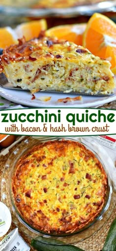 zucchini quiche with bacon and ham brown crust is an easy dinner recipe