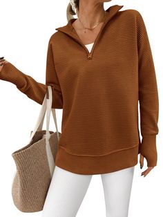 PRICES MAY VARY. Material:Our womens sweaters pullover is made of soft and cozy ribbed knit fabric,perfect for chilly days or layering during transitional seasons.Size Guide:S=US 4-6, M=US 8-10, L=US 12-14, XL=US 16-18, XXL=US 20 Features:Long sleeve sweaters for women,v neck sweaters woman,quarter zip pullover women lightweight,womens sweaters fall 2024,tunic sweater,thumb hole sweaters for women loose fit,knitted sweaters for women,collared sweaters for women,oversized sweaters for women Desig Women’s Fall Fits, Style For Moms Over 40, Women’s Style Fall 2024, Sweater Layered Over Button Up, Plus Size Fall Fashion Apron Belly, Chic Grandma Style, Lightweight Womens Sweaters, Womens Winter Fashion 2024, Casual Fall Women’s Fashion 2024